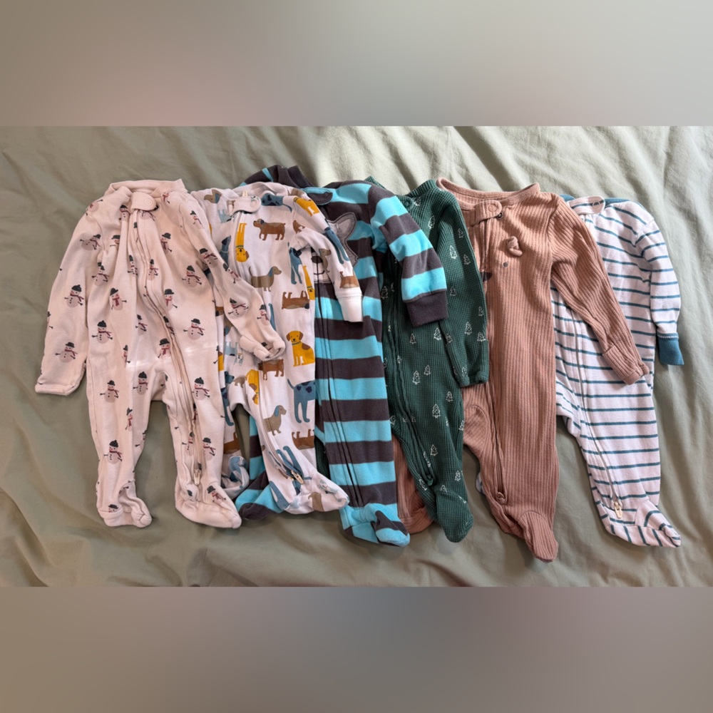 Carter’s 3 Month Baby Sleepers Bundle - Prints & Stripe Prints